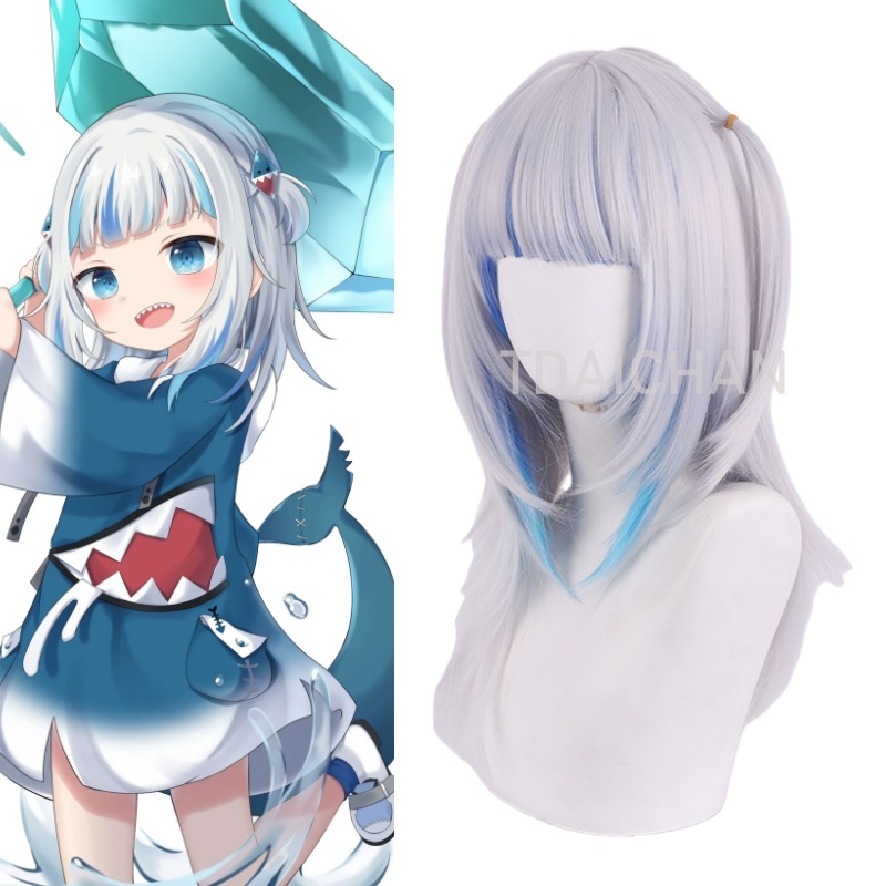 Virtual Gaming Accessories - Peluca de Cosplay Gawr Gura 2025,