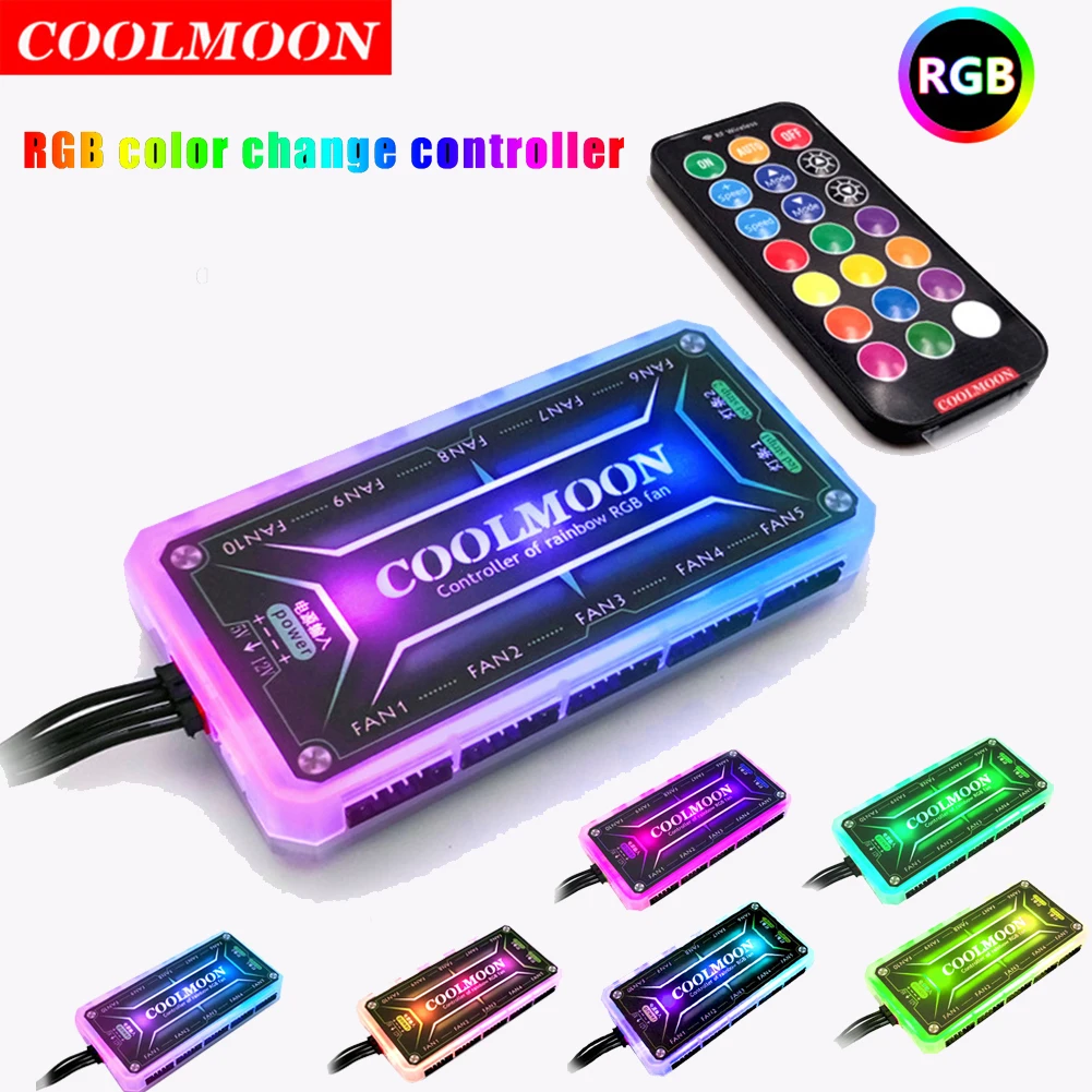 COOLMOON-controlador ARGB de 1 - Fan Hub Rgb Controller reseña y precio